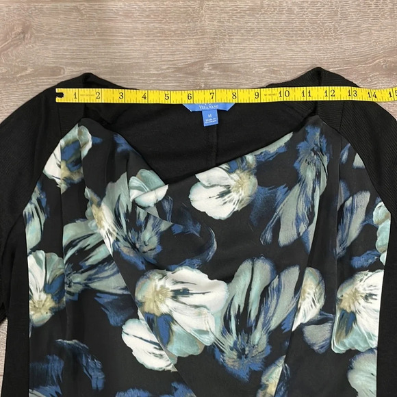 Simply Vera Vera Wang Long Sleeve Black Dress Floral Front M - Picture 8 of 14